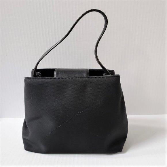 Coach Handbags - Coach Nylon Twill & Leather Black Satchel Vintage